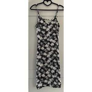 Trouvé Black & White Palm Tree Midi Shift Dress Sz XS